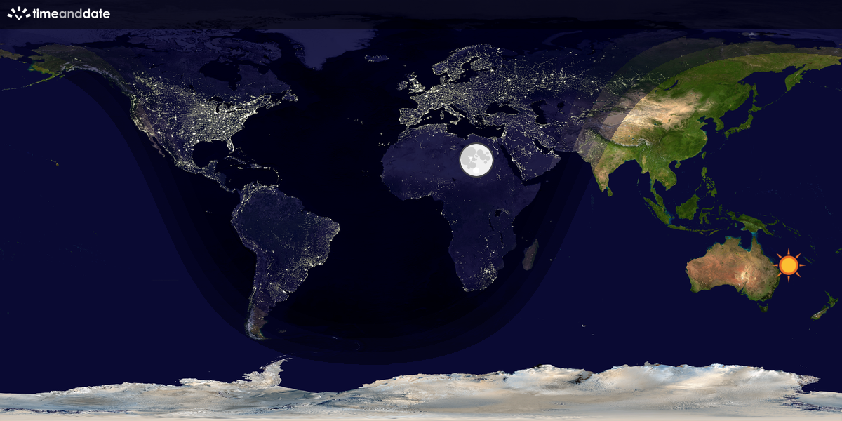 Verdenskart som viser dag og natt 