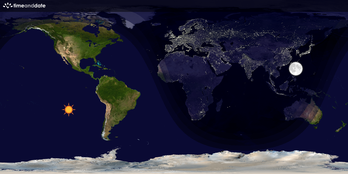 Verdenskart som viser dag og natt 