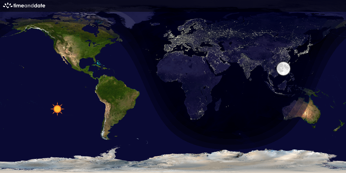 Verdenskart som viser dag og natt 