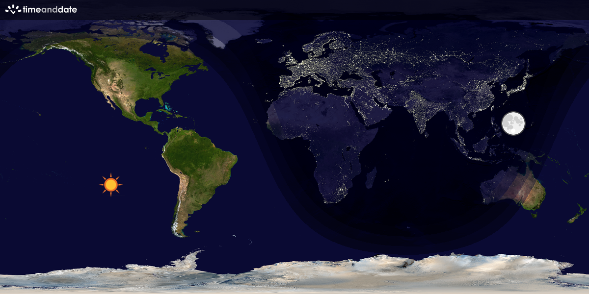 Verdenskart som viser dag og natt 