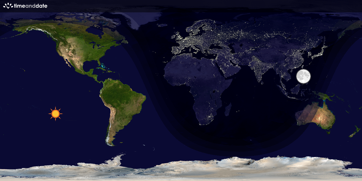 Verdenskart som viser dag og natt 