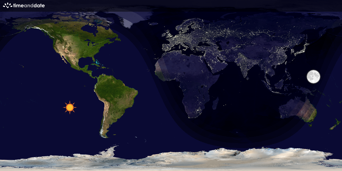 Verdenskart som viser dag og natt 