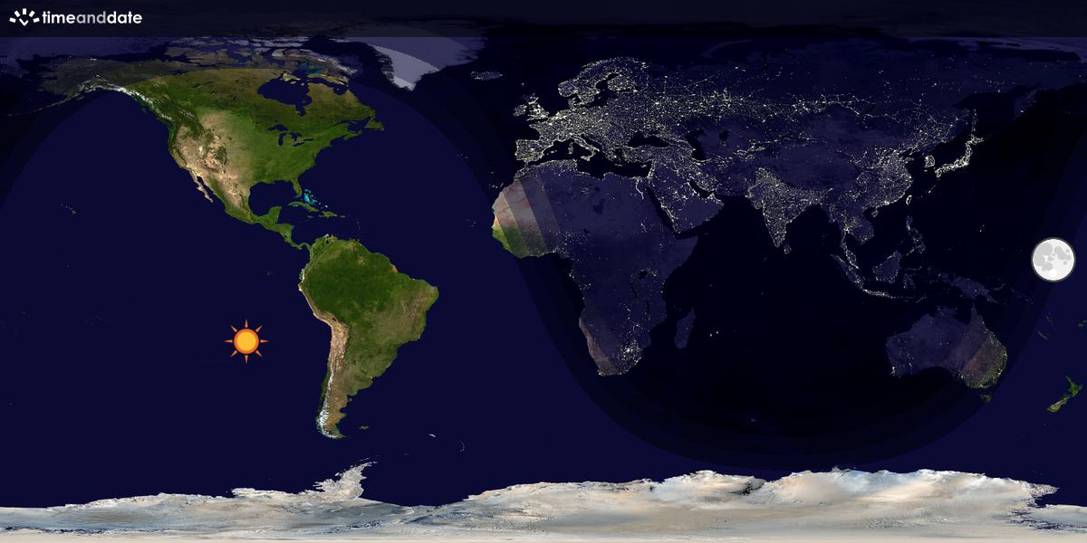 Verdenskart som viser dag og natt 