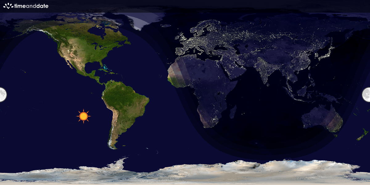 Verdenskart som viser dag og natt 