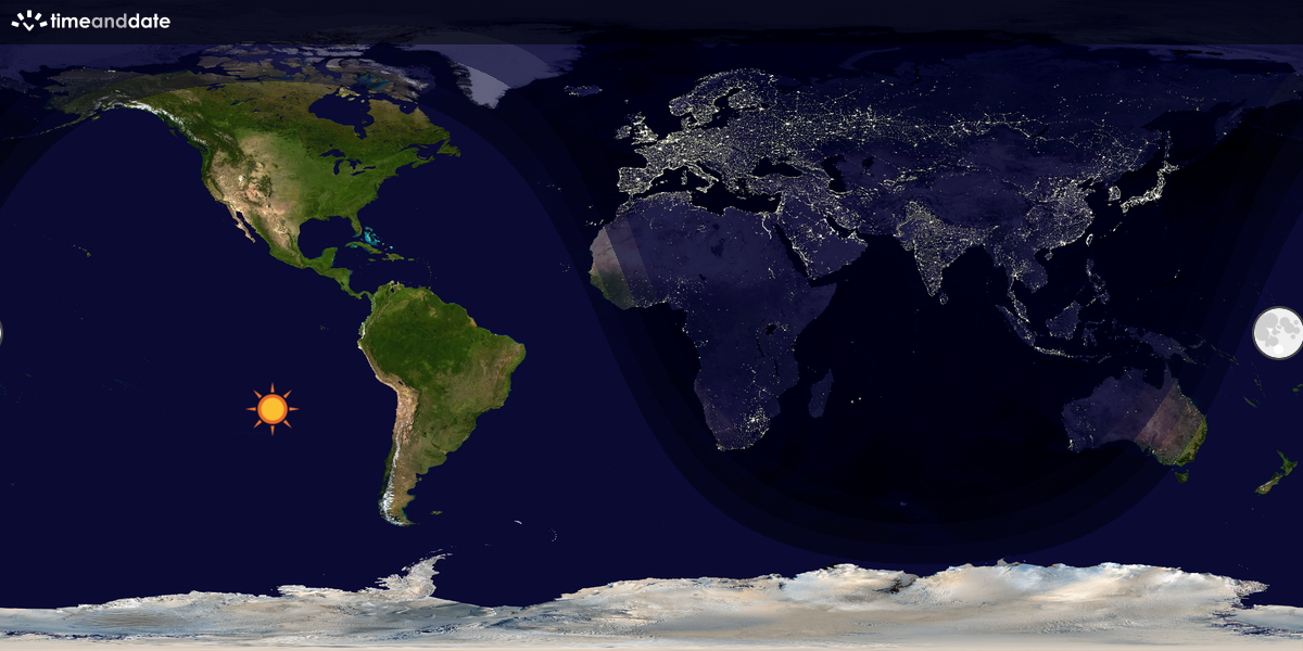 Verdenskart som viser dag og natt 