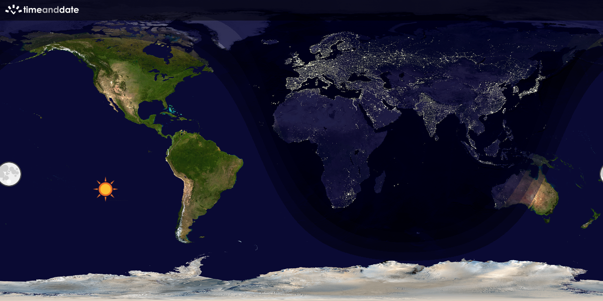 Verdenskart som viser dag og natt 
