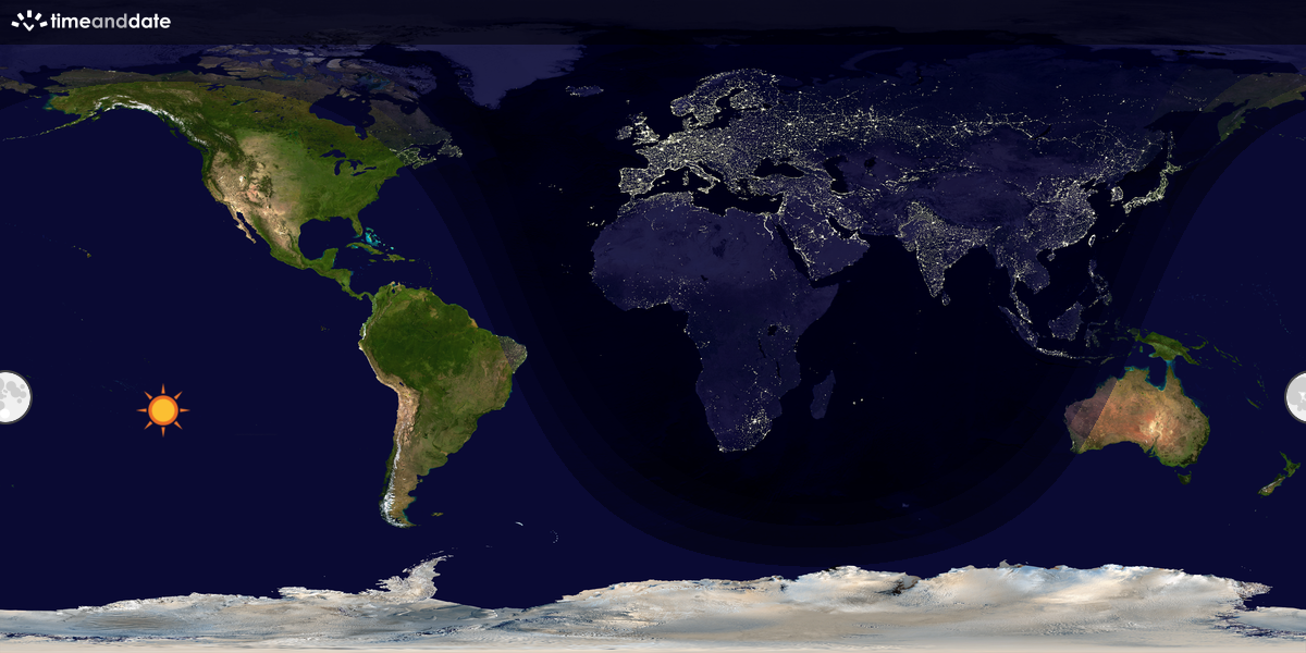 Verdenskart som viser dag og natt 