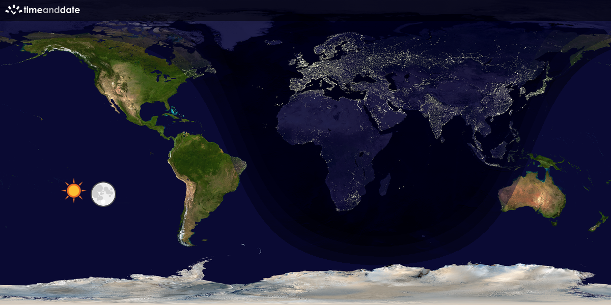 Verdenskart som viser dag og natt 