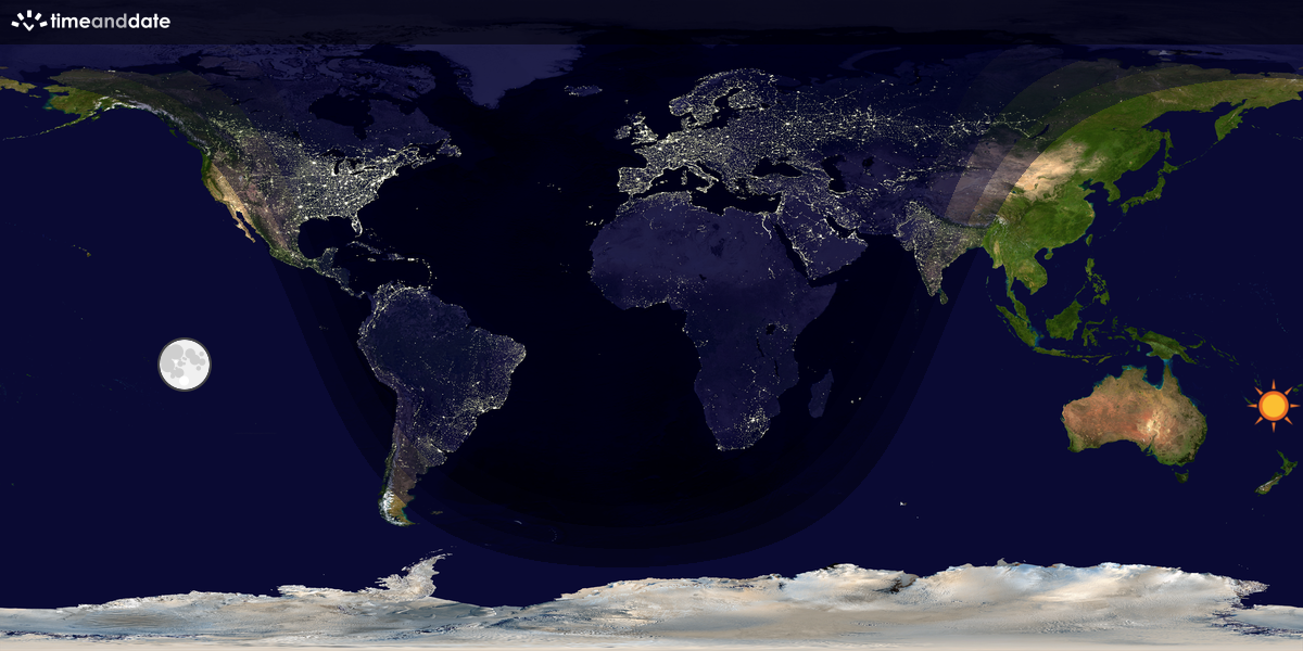 Verdenskart som viser dag og natt 