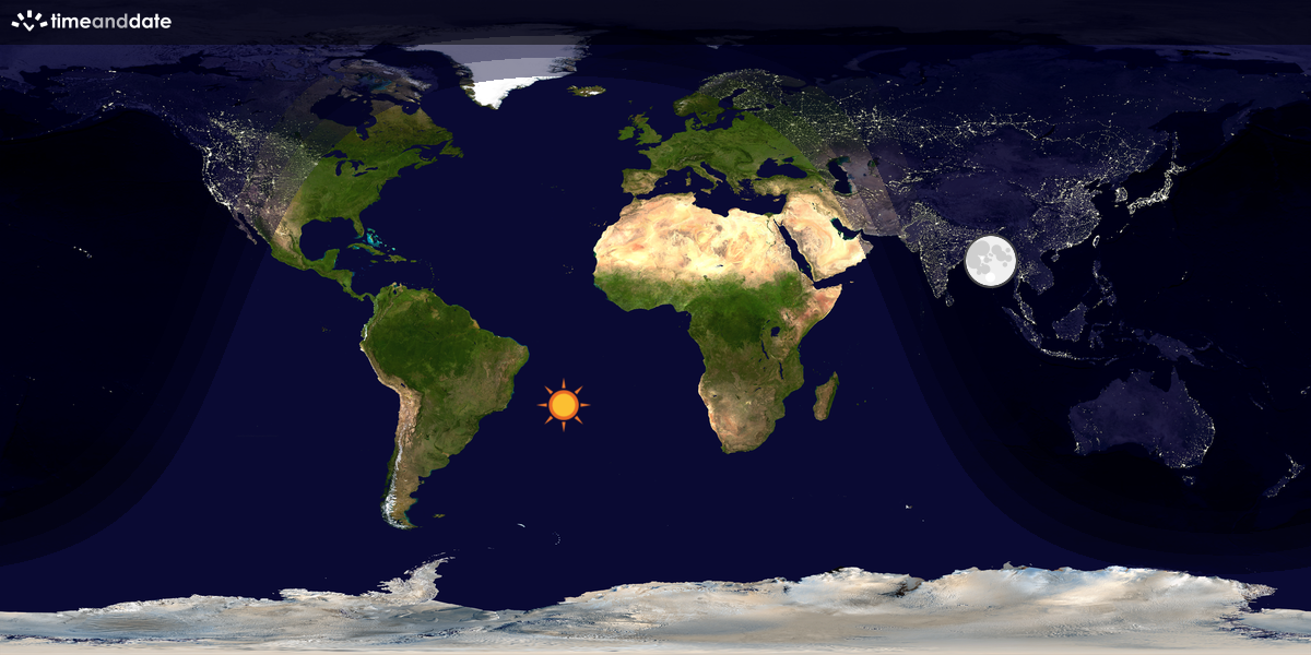 Verdenskart som viser dag og natt 