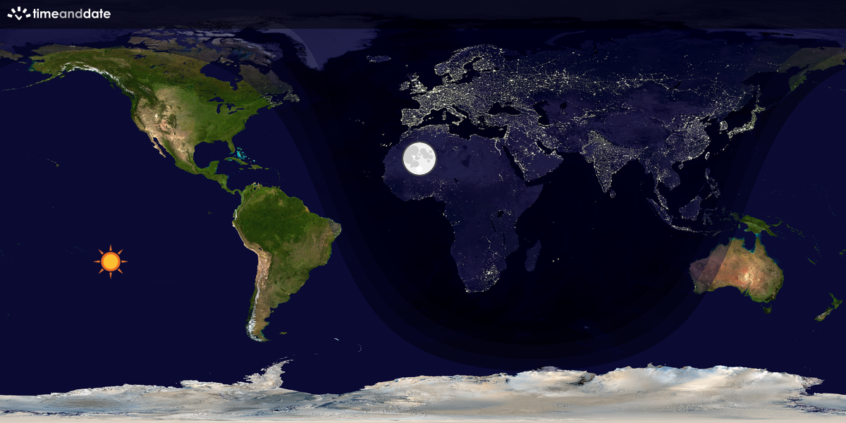 Verdenskart som viser dag og natt 