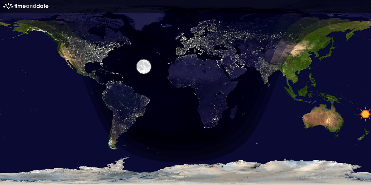 Verdenskart som viser dag og natt 