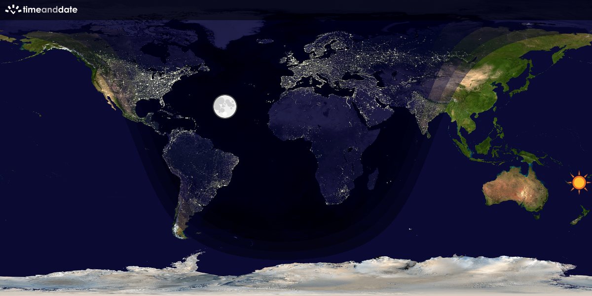 Verdenskart som viser dag og natt 