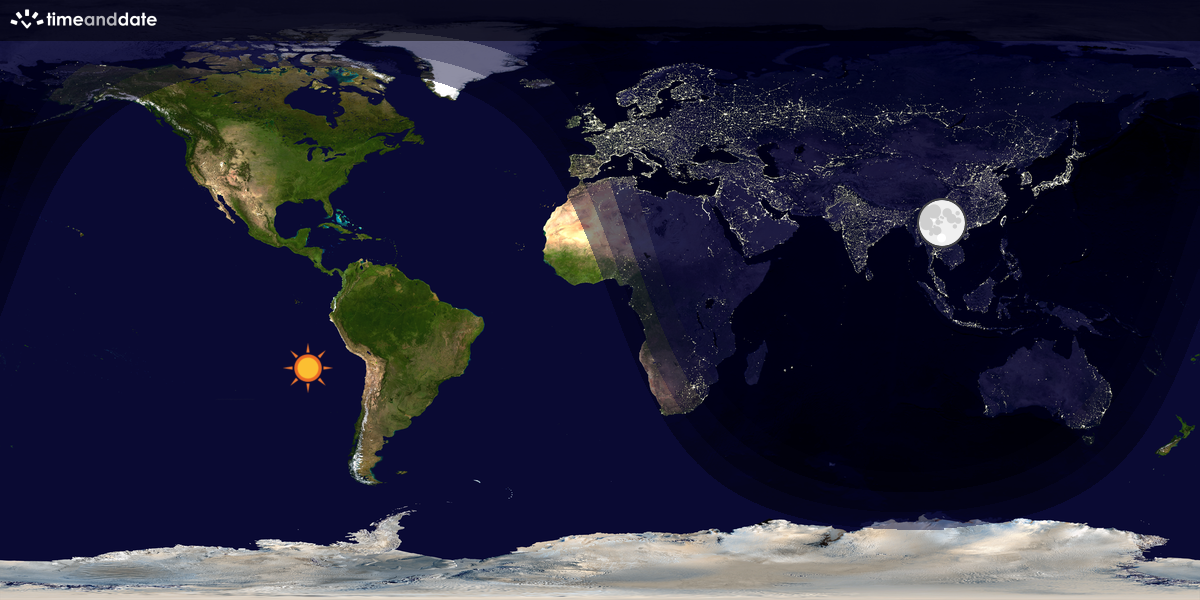 Verdenskart som viser dag og natt 