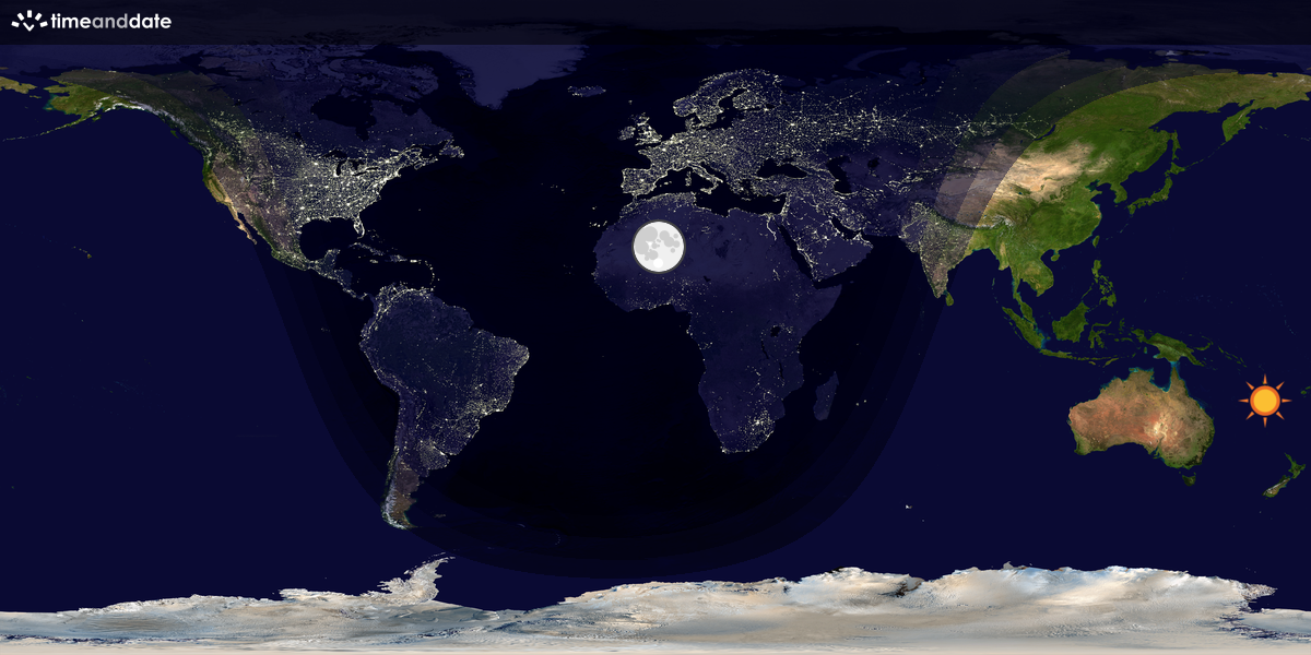 Verdenskart som viser dag og natt 