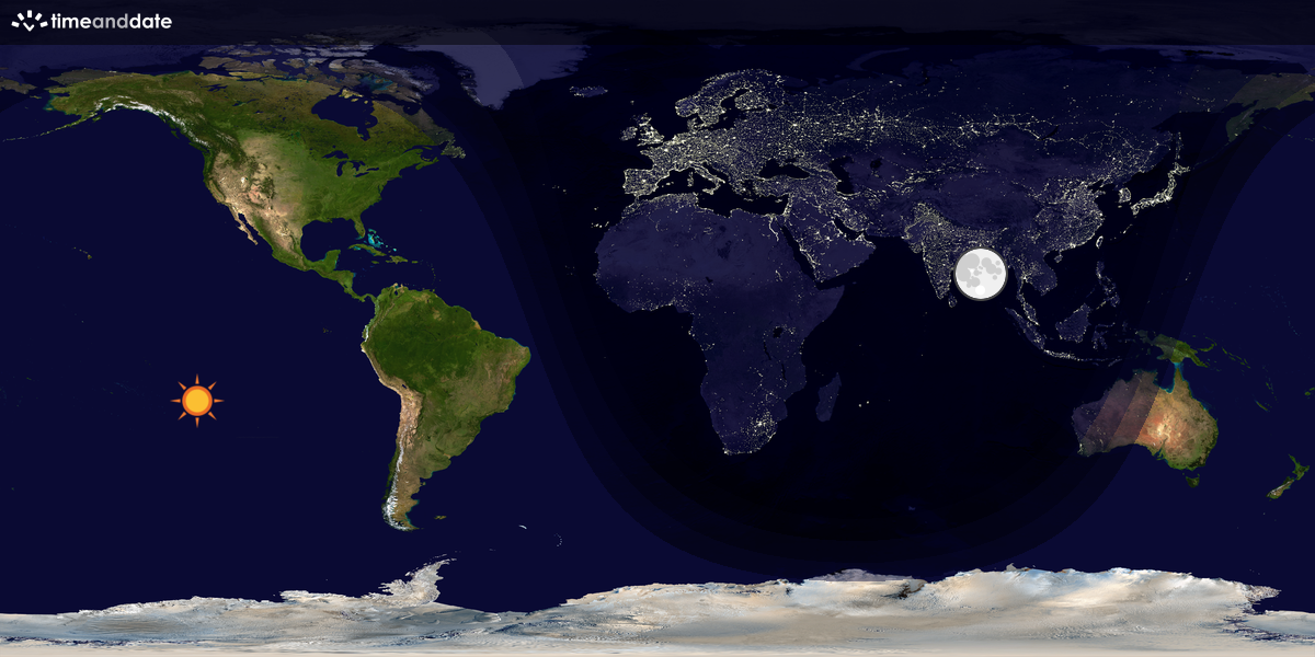 Verdenskart som viser dag og natt 
