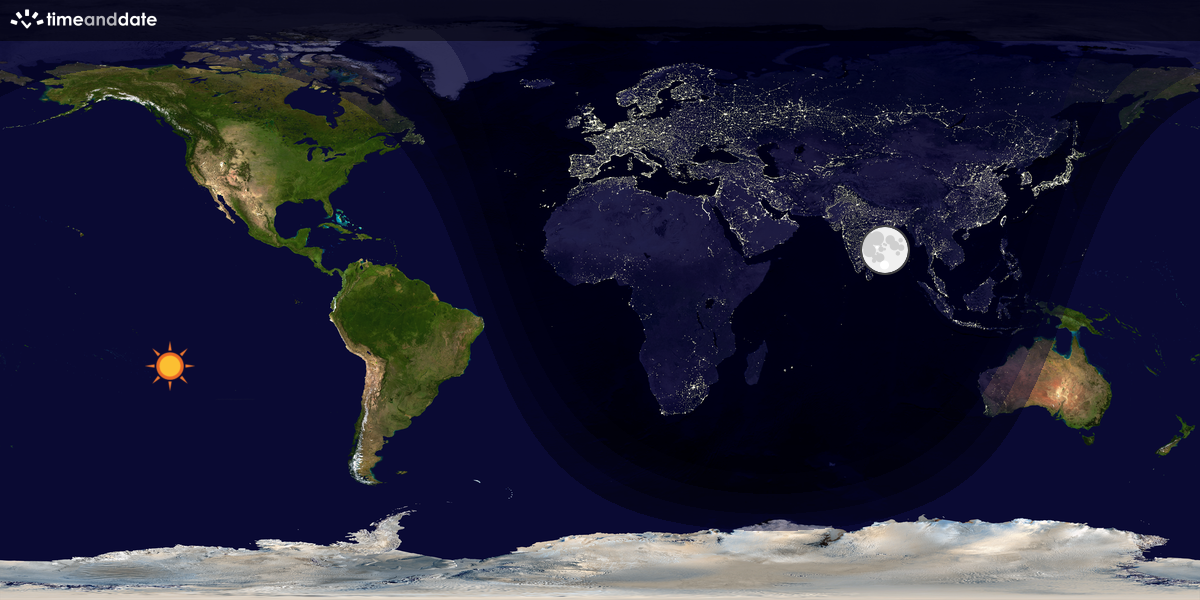 Verdenskart som viser dag og natt 