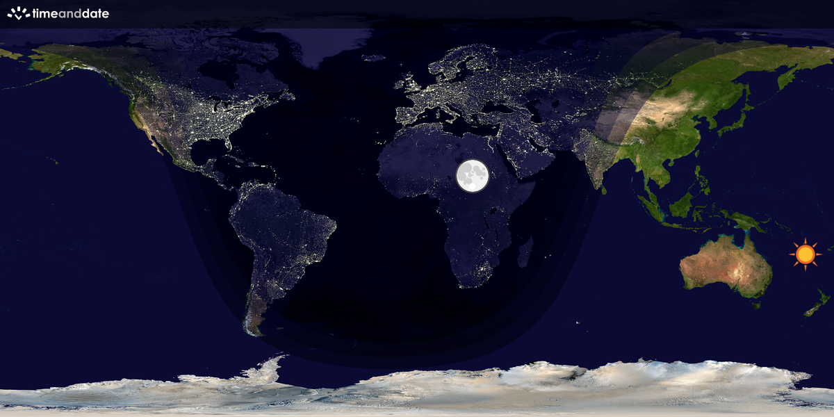 Verdenskart som viser dag og natt 
