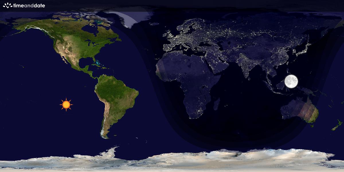 Verdenskart som viser dag og natt 