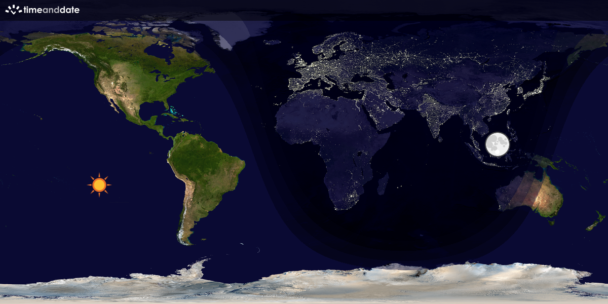 Verdenskart som viser dag og natt 