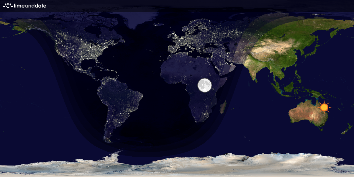 Verdenskart som viser dag og natt 