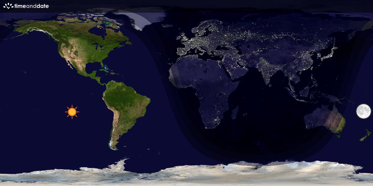 Verdenskart som viser dag og natt 
