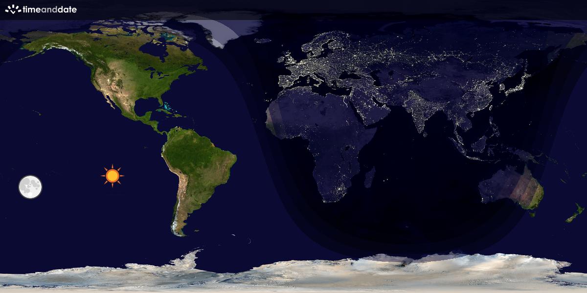 Verdenskart som viser dag og natt 