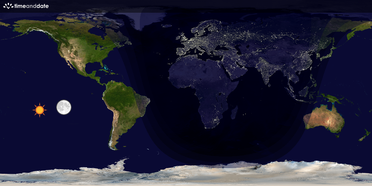 Verdenskart som viser dag og natt 