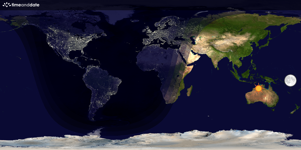 Verdenskart som viser dag og natt 