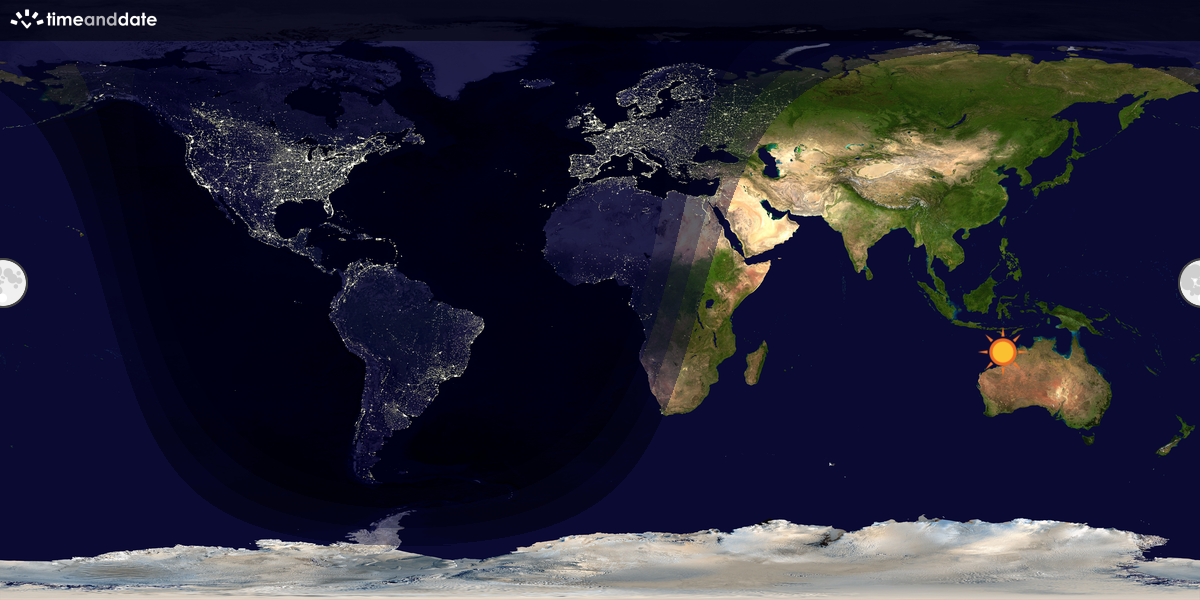 Verdenskart som viser dag og natt 