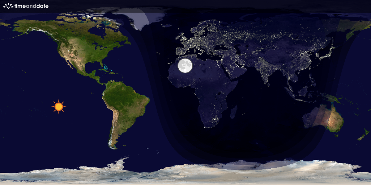 Verdenskart som viser dag og natt 