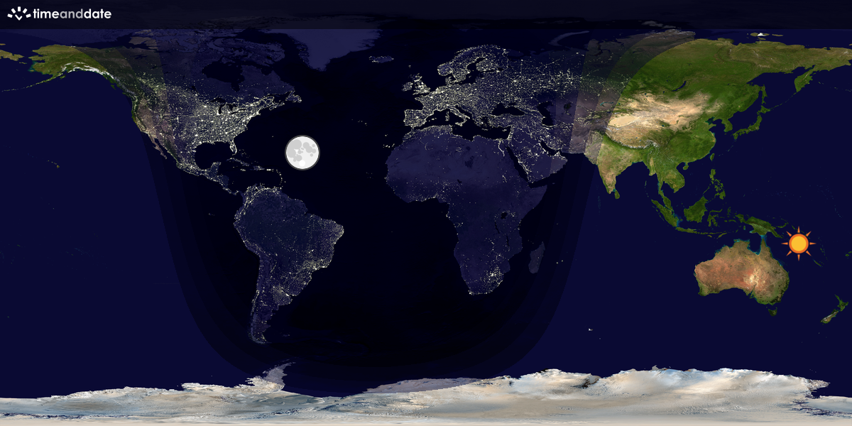 Verdenskart som viser dag og natt 