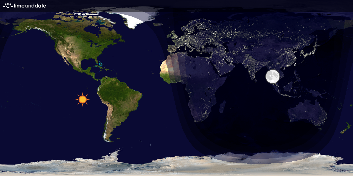 Verdenskart som viser dag og natt 