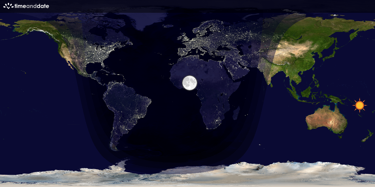 Verdenskart som viser dag og natt 