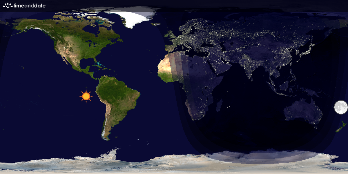 Verdenskart som viser dag og natt 