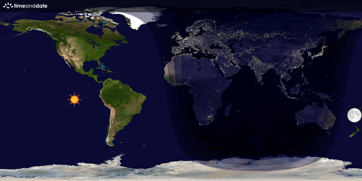Verdenskart som viser dag og natt 