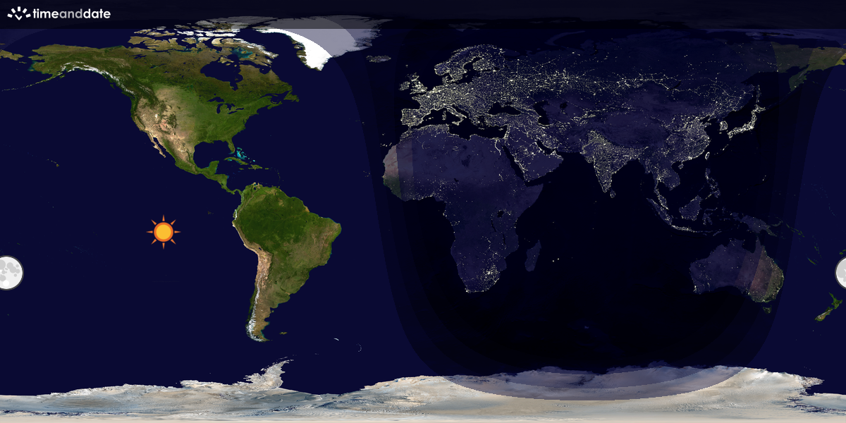 Verdenskart som viser dag og natt 