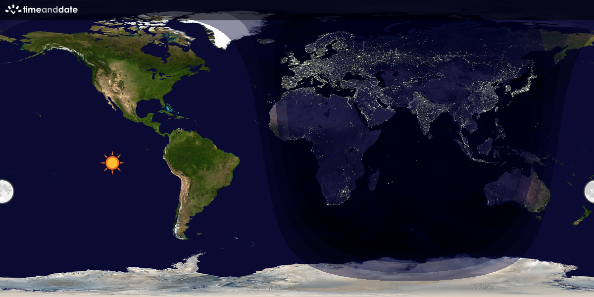 Verdenskart som viser dag og natt 