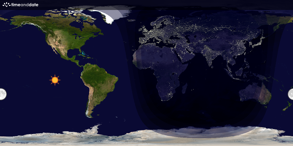 Verdenskart som viser dag og natt 