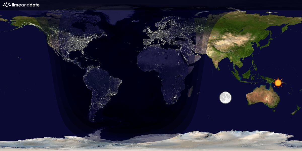 Verdenskart som viser dag og natt 