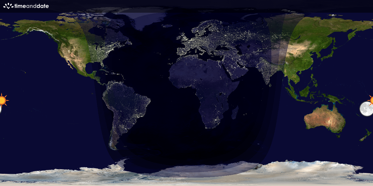 Verdenskart som viser dag og natt 