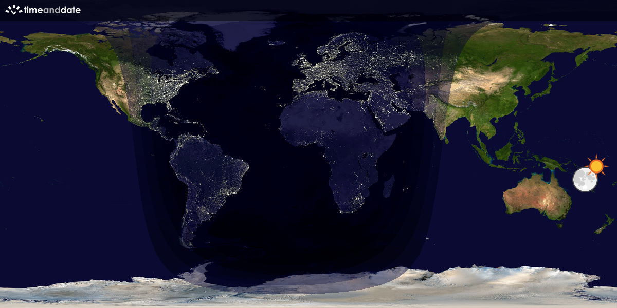 Verdenskart som viser dag og natt 