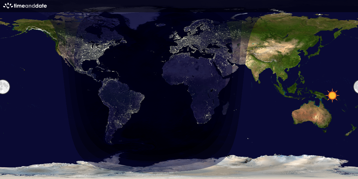 Verdenskart som viser dag og natt 