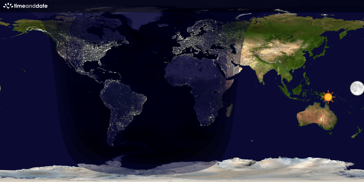 Verdenskart som viser dag og natt 