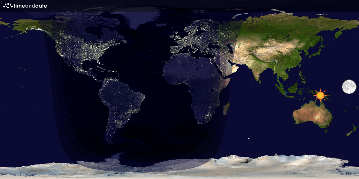 Verdenskart som viser dag og natt 