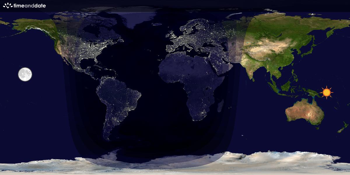 Verdenskart som viser dag og natt 