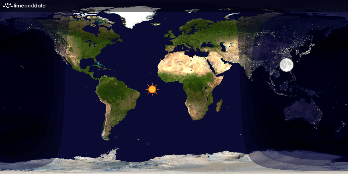 Verdenskart som viser dag og natt 