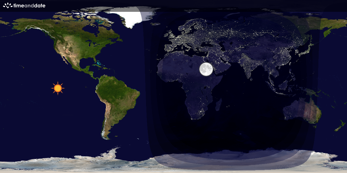 Verdenskart som viser dag og natt 