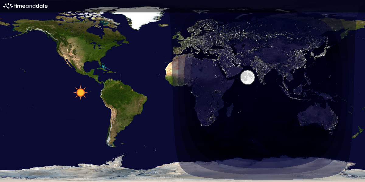 Verdenskart som viser dag og natt 
