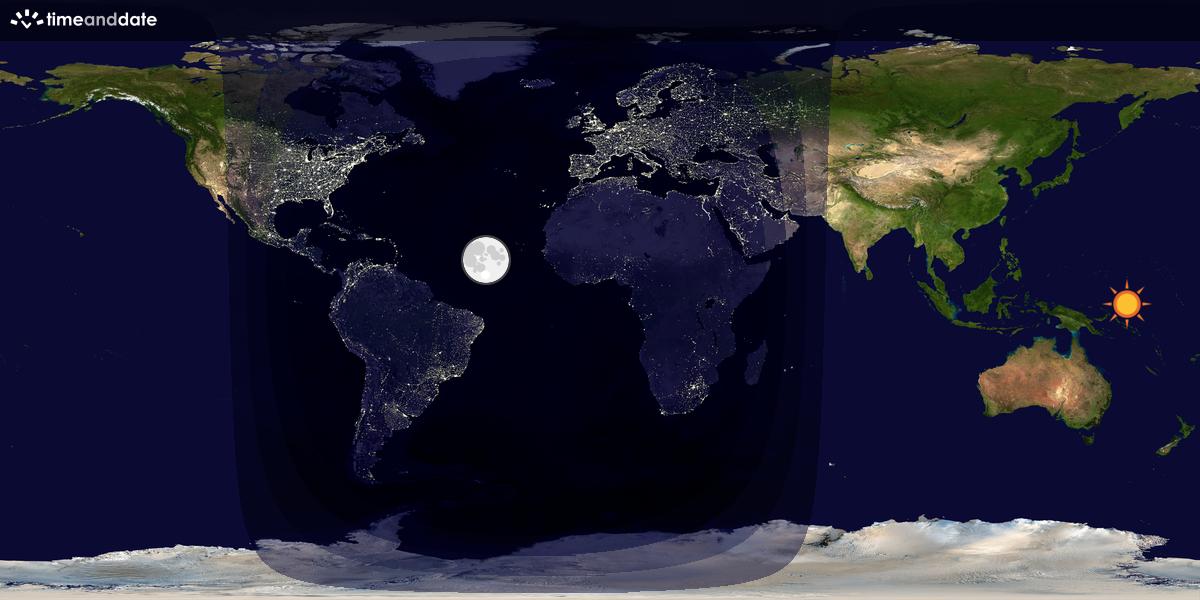 Verdenskart som viser dag og natt 